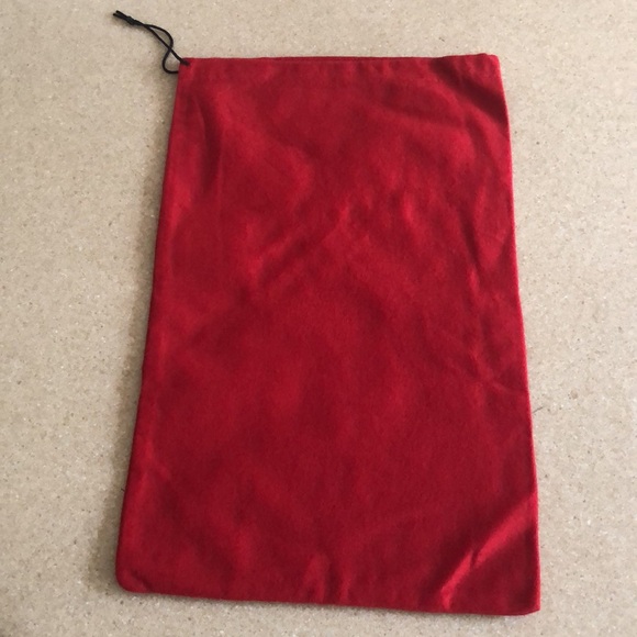 CHRISTIAN LOUBOUTIN RED FELT DRAWSTRING DUST BAG BLACK LETTERING NEW - Picture 3 of 9